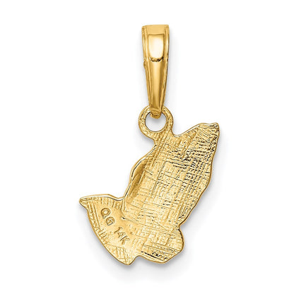 14k Yellow Gold Praying Hands Pendant