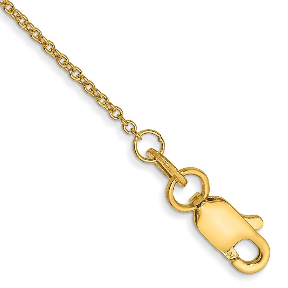 14k Yellow Gold 10 inch 1mm Round Open Link Cable with Lobster Clasp Anklet
