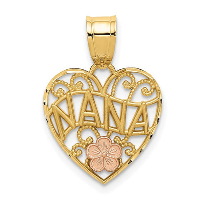 14k Two-tone Gold NANA Heart Pendant
