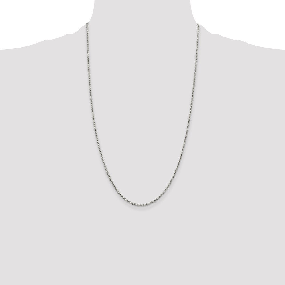 Sterling Silver Rhodium-plated 1.7mm Diamond-cut Rope Chain