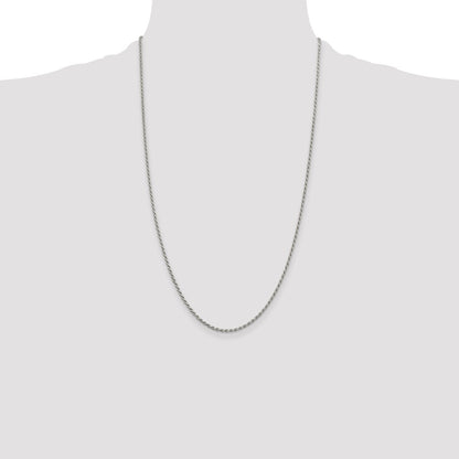 Sterling Silver Rhodium-plated 1.7mm Diamond-cut Rope Chain