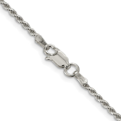 Sterling Silver 1.7mm Diamond-cut Rope Chain Necklace