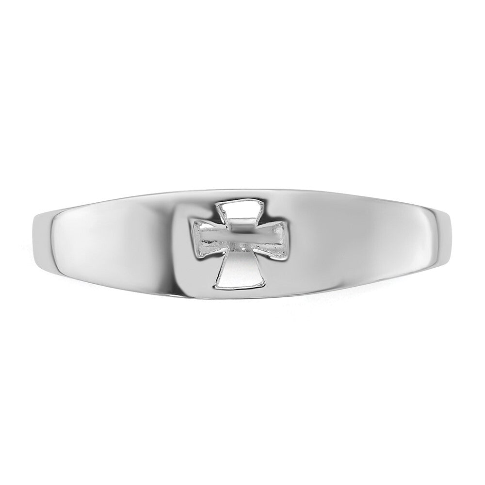 Sterling Silver Rhodium-plated Polished Cut-out Cross Ring Size 8