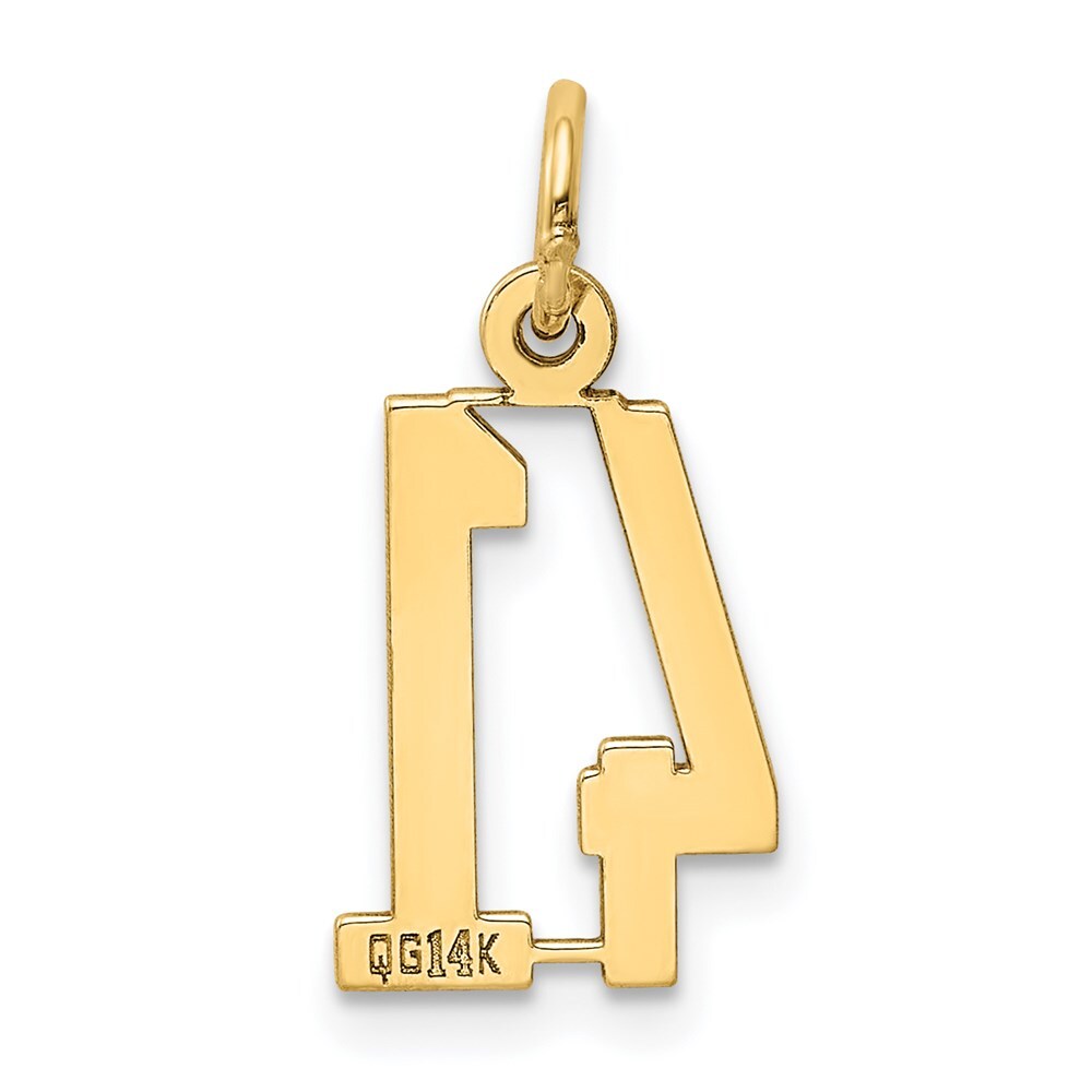 14k Yellow Gold Small Elongated Number 41 Charm Pendant for Women