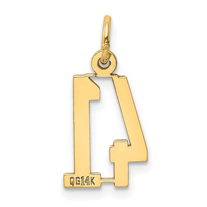 14k Yellow Gold Small Elongated Number 41 Charm Pendant for Women