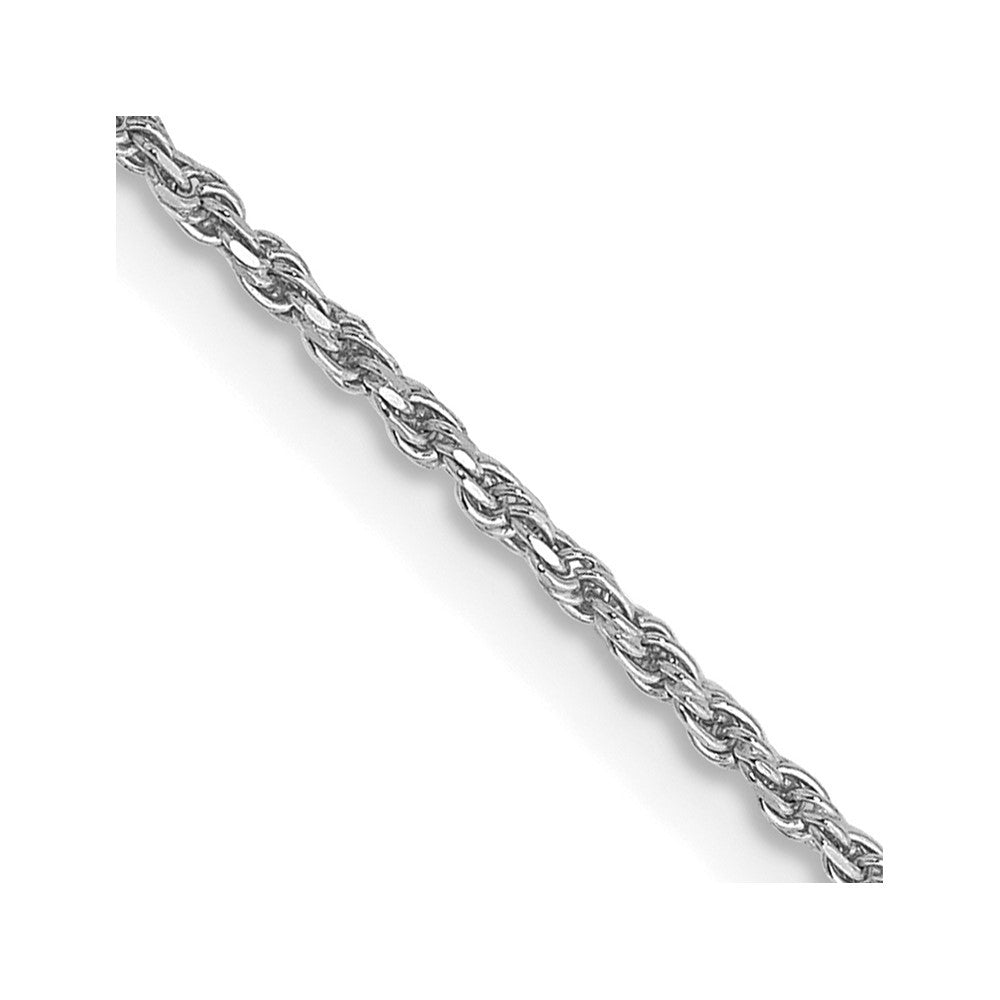 14K White Gold 1.15mm Diamond-cut Machine Made Rope Chain Necklace 18"
