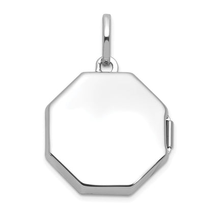 Sterling Silver Polished with Beaded Border 18mm Octagon Shaped Locket