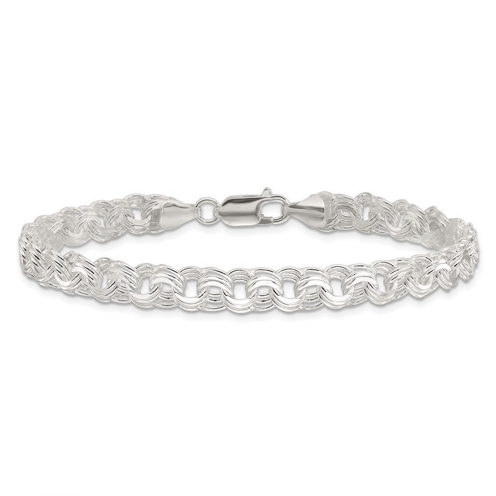 Sterling Silver Polished 7.25mm Triple Rolo Charm Bracelet