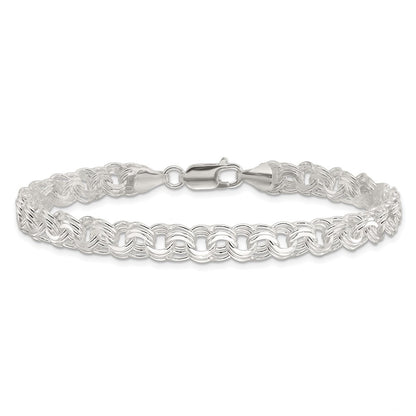 Sterling Silver Polished 7.25mm Triple Rolo Charm Bracelet