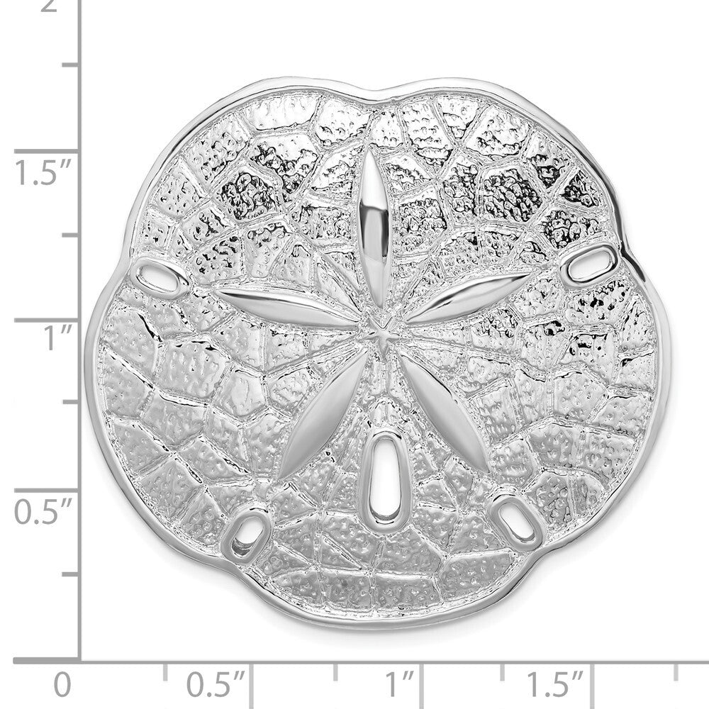 Sterling Silver Rhodium-Plated Polished Sand Dollar with Scalloped Edge Slide