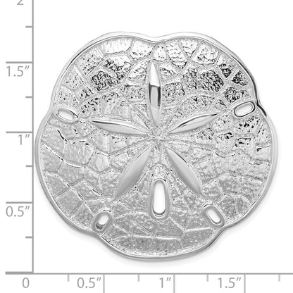 Sterling Silver Rhodium-Plated Polished Sand Dollar with Scalloped Edge Slide