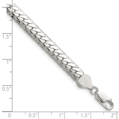 Sterling Silver Polished 6.25mm Double Oval Flat Chain Bracelet