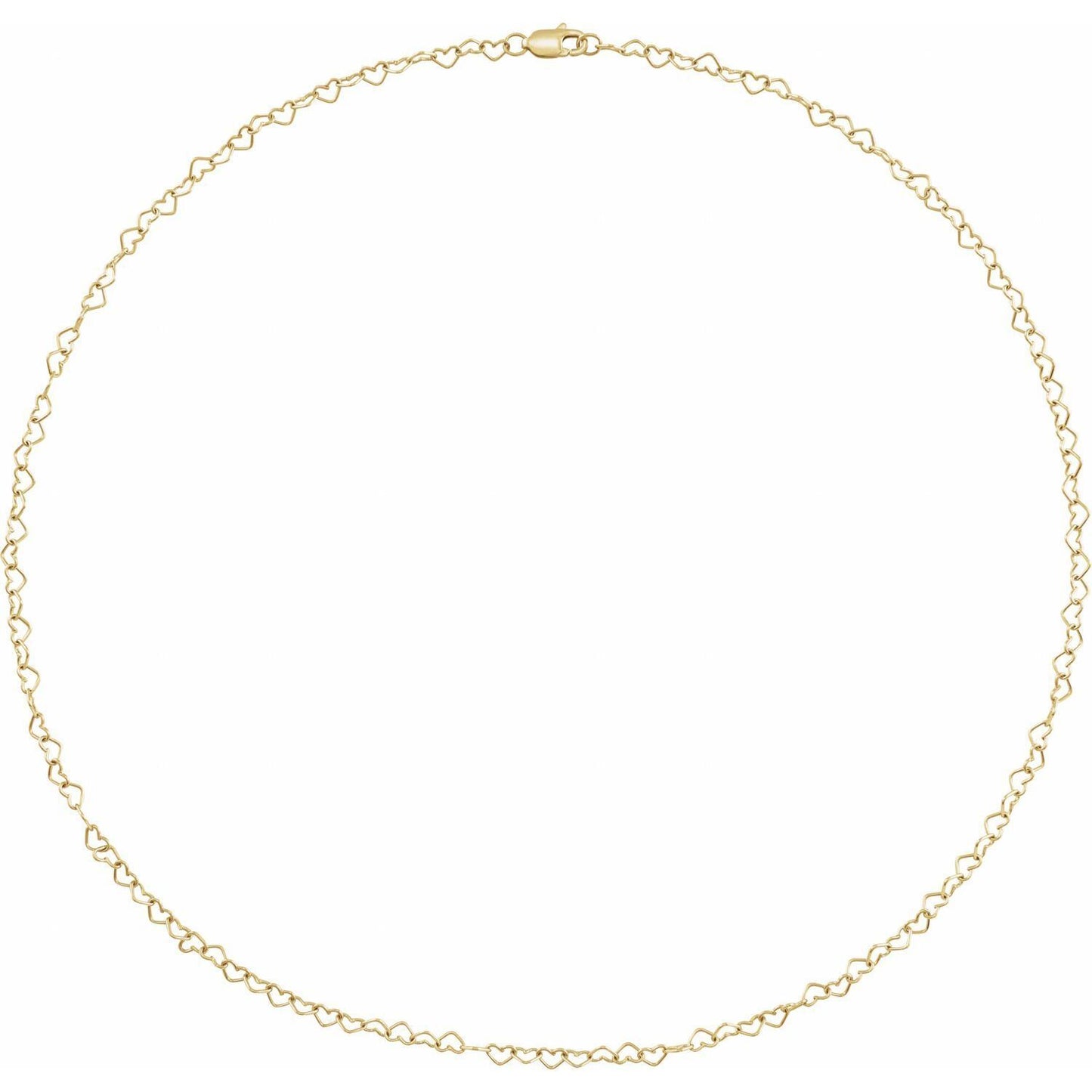 14k Yellow Gold 3.2 mm Heart 18" Chain Necklace Fine Gift for Women