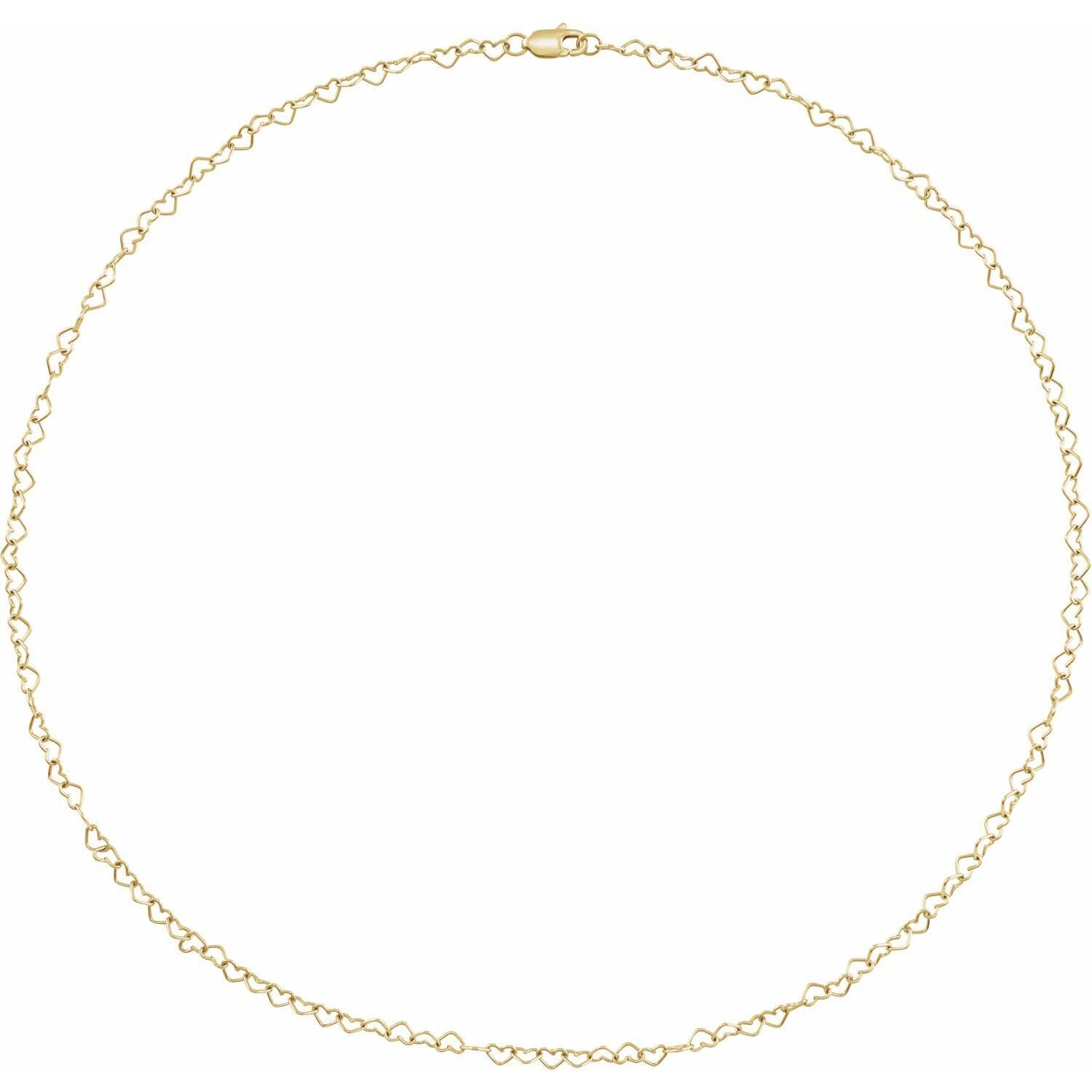 14k Yellow Gold 3.2 mm Heart 18" Chain Necklace Fine Gift for Women