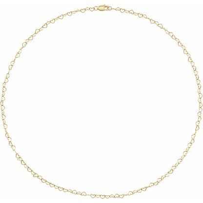 14k Yellow Gold 3.2 mm Heart 18" Chain Necklace Fine Gift for Women