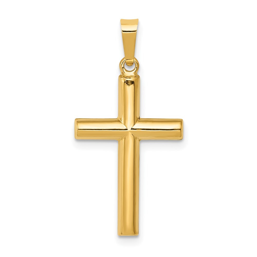 14k Yellow Gold Hollow Cross Pendant for Women