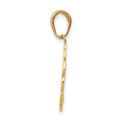 14k Yellow Gold Hummingbird Flower in Frame Pendant for Women