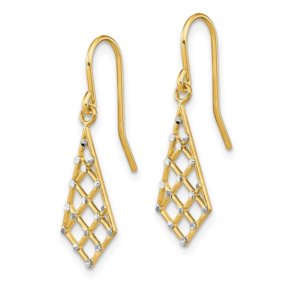 14k Yellow Gold w/Rhodium accent Diamond-cut Small Criss-Cross Wire Ear