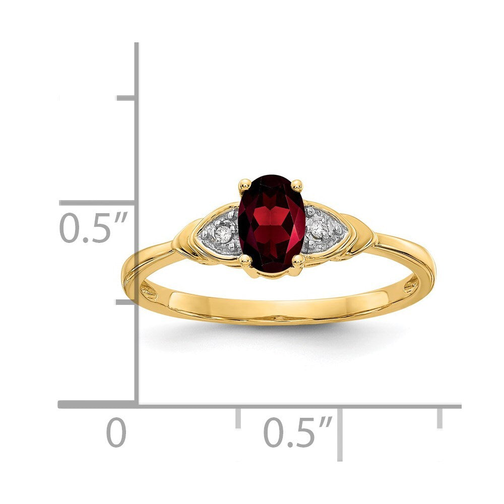 14K Yellow Gold Garnet and Diamond Ring
