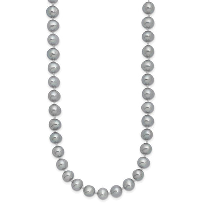 Sterling Silver Rhodium-plated 7-8mm Grey Cultured Pearl Necklace 18"