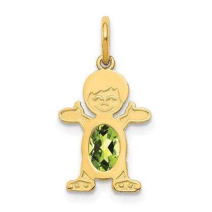 14k Yellow Gold Boy 6x4 Oval Genuine Peridot-August Pendant for Women