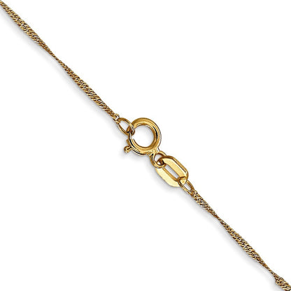 14k Yellow Gold 20 inch 1mm Singapore Chain Necklace