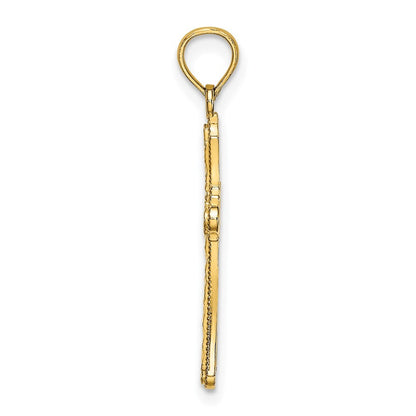 14k Yellow Gold Diamond-Cut Striped Cross Charm