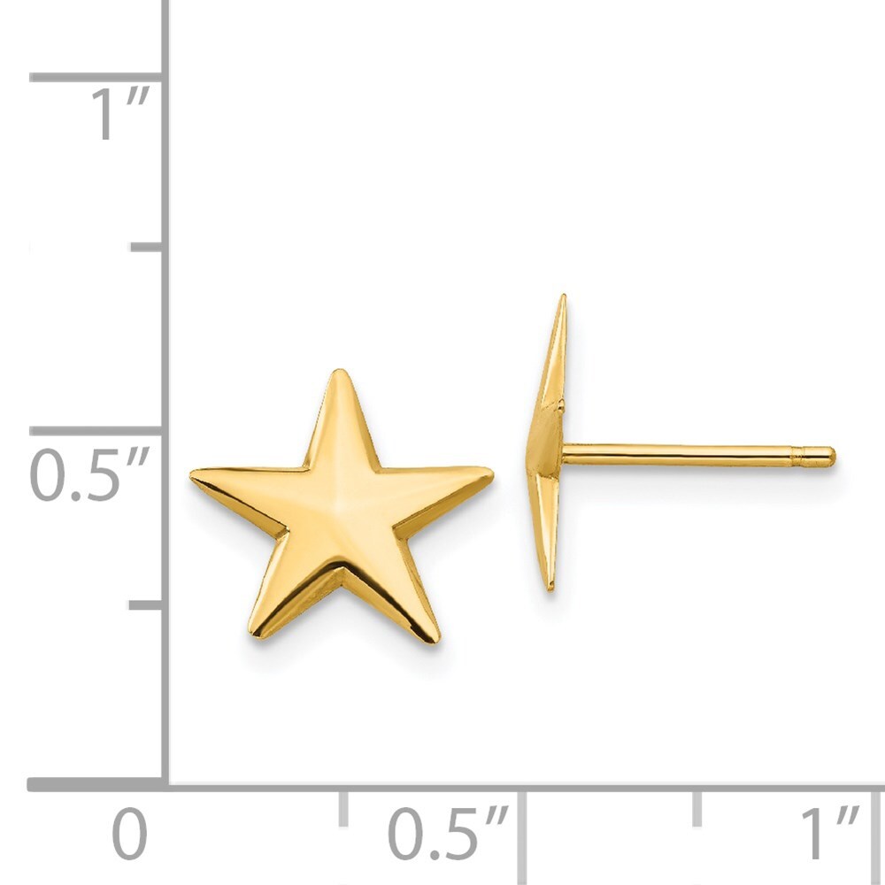 14k Yellow Gold Nautical Star Stud Earrings Gift for Women