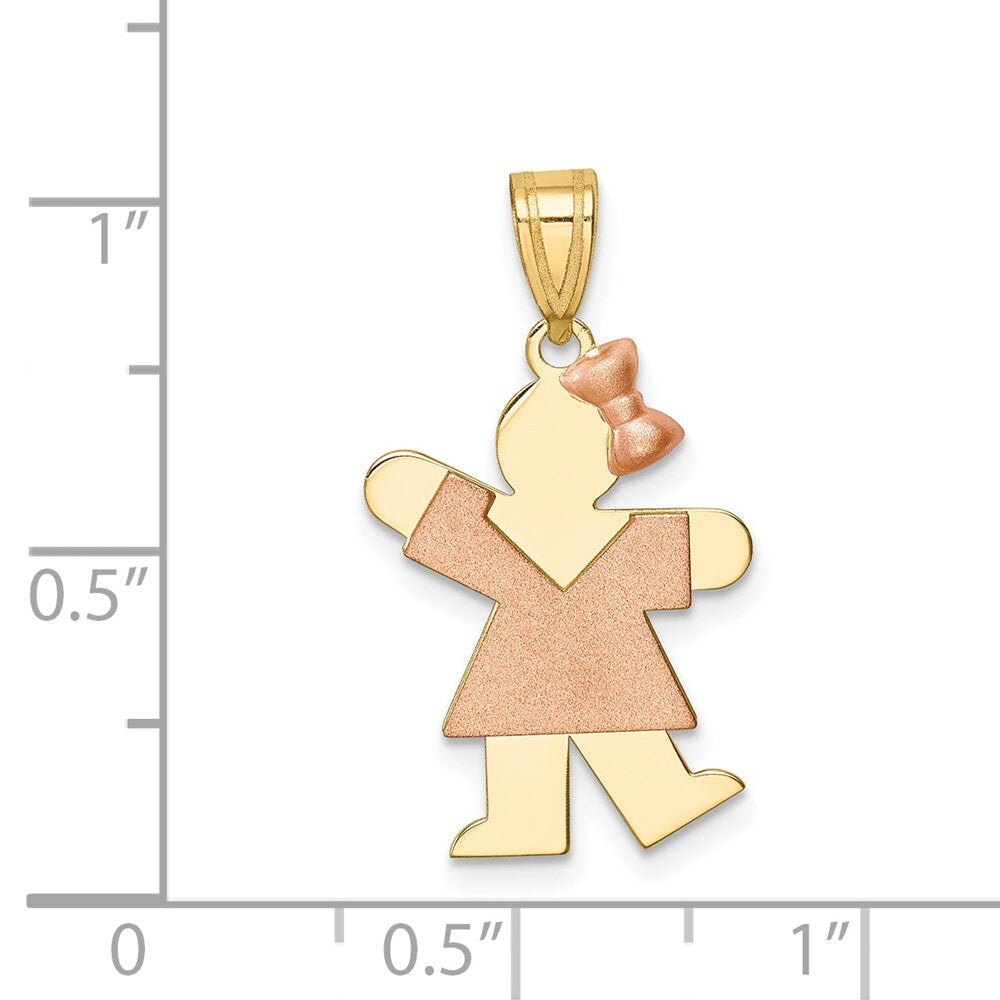14k Two-tone Gold Small Girl  Bow on Right Engravable Charm Pendant