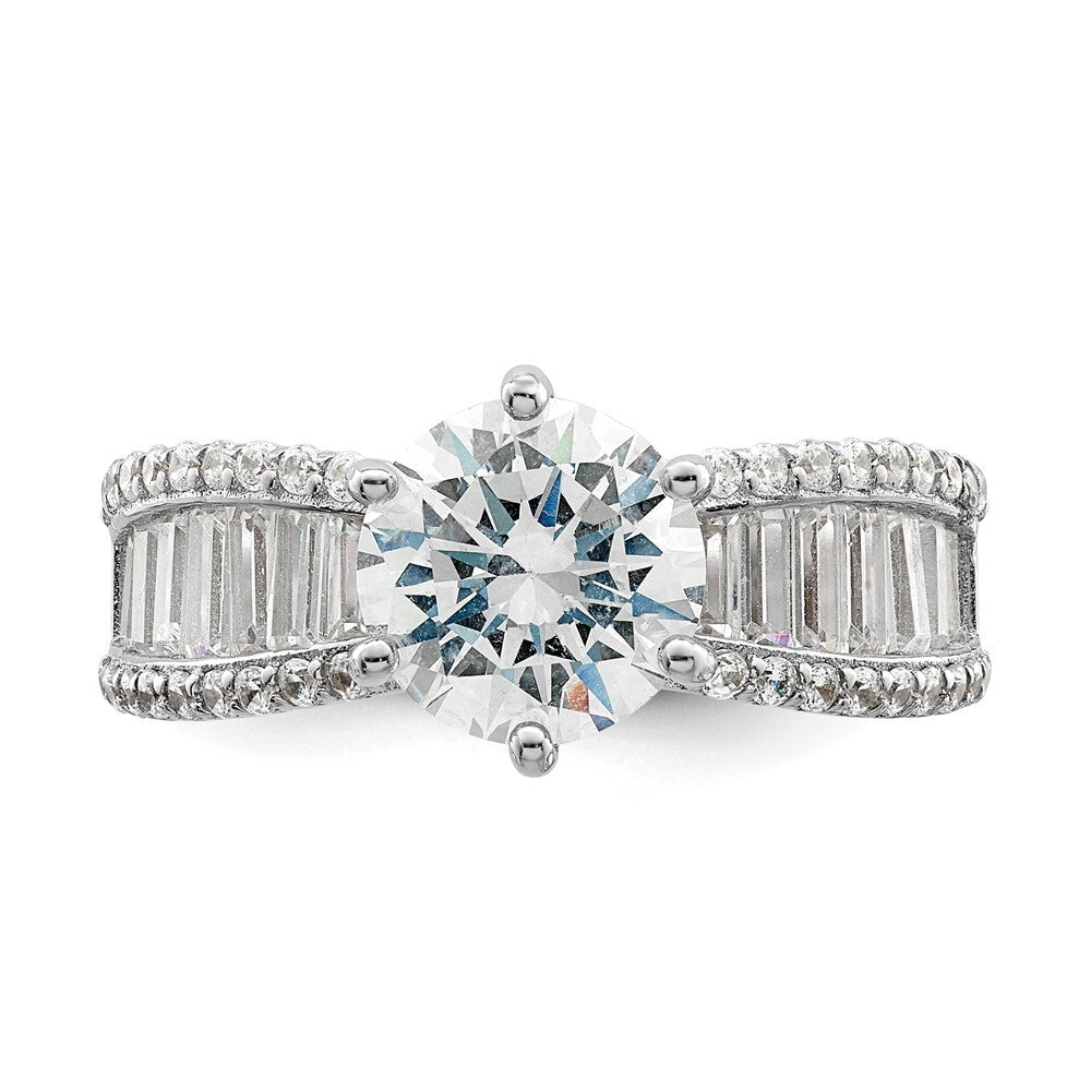 Sterling Silver Polished Rhodium-plated CZ Trio 3 Ring Set Size 6