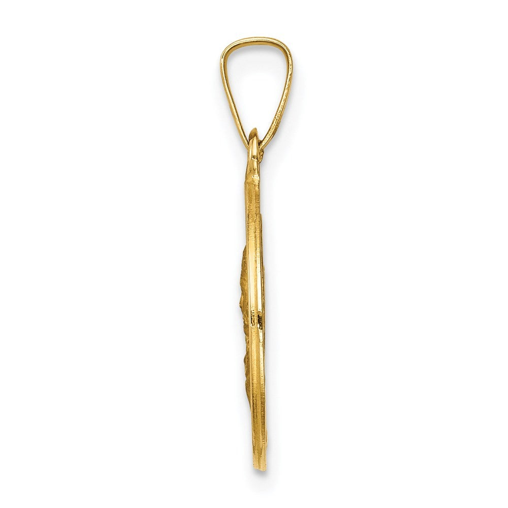 14k Yellow Gold Matka Boska Czestochowska Reversible Medal Hollow Pendant