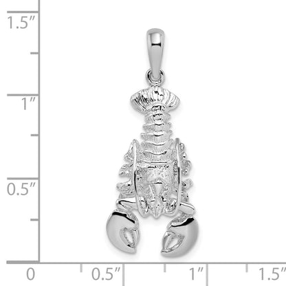 Sterling Silver Rhodium-Plated Polished Moveable Lobster Pendant