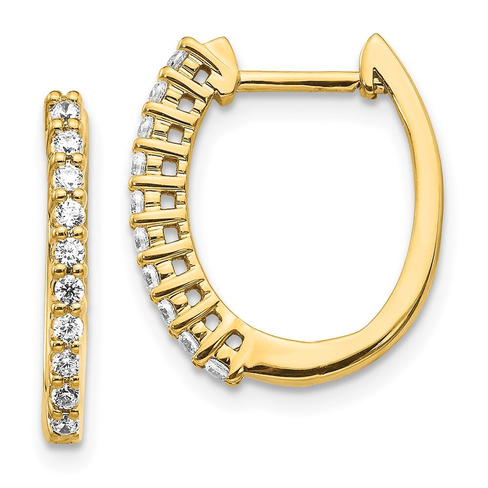 14k Yellow Gold Diamond Hinged Hoop Earrings
