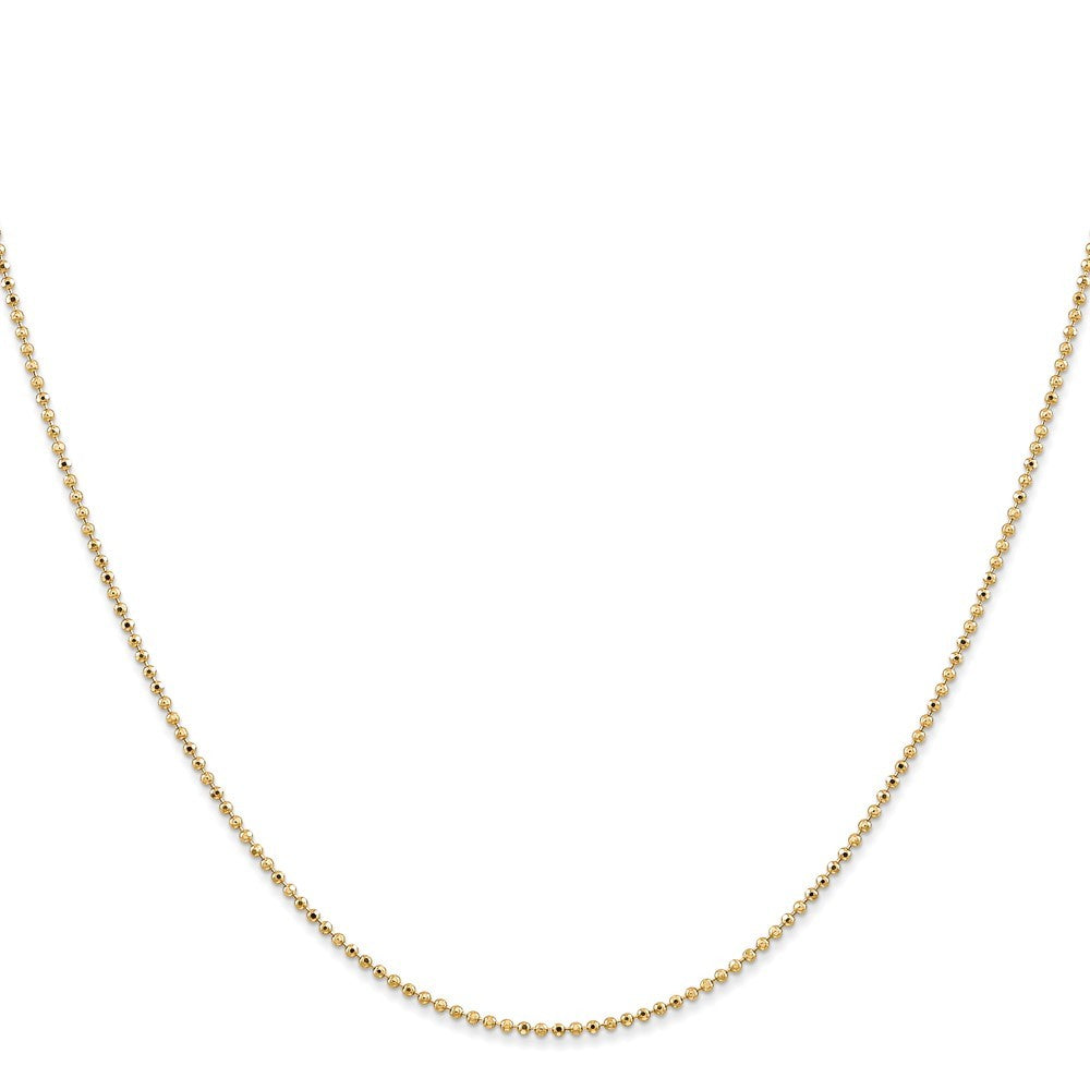 14k Yellow Gold 1.2mm Diamond-Cut Beaded Pendant Chain Necklace