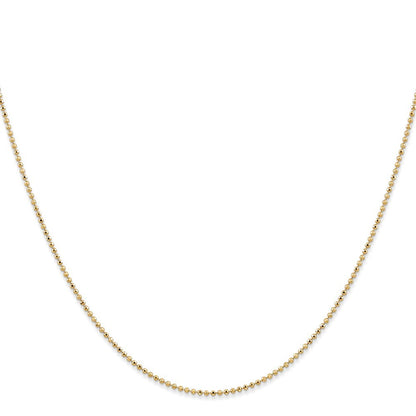 14k Yellow Gold 1.2mm Diamond-Cut Beaded Pendant Chain Necklace