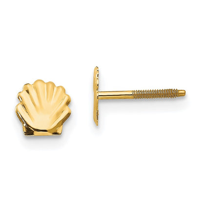 14k Yellow Gold Shell Stud Earrings