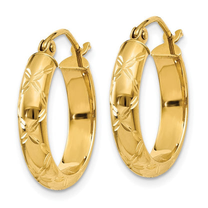14k Yellow Gold Diamond-cut Polished Hoop Earring Gift for Women
