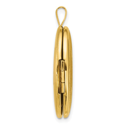 Sterling Silver Gold-plated Polished Front Brushed Back Two Dolphins Oval Locket