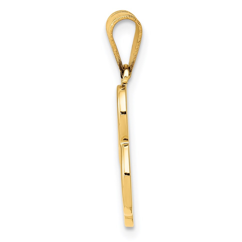 14k Yellow Gold Script Letter B Initial Pendant