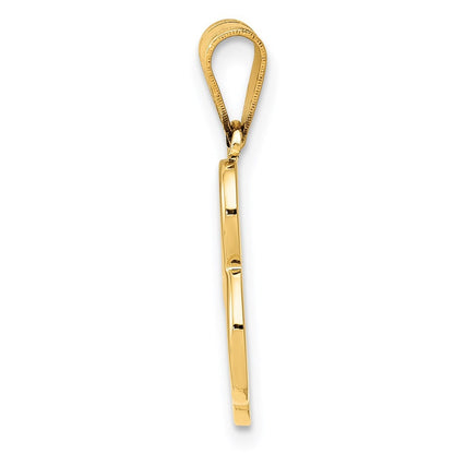 14k Yellow Gold Script Letter B Initial Pendant