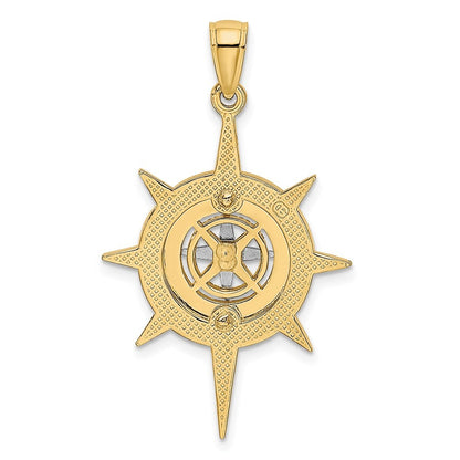 14K Two-Tone Gold Star w Nautical Compass Charm
