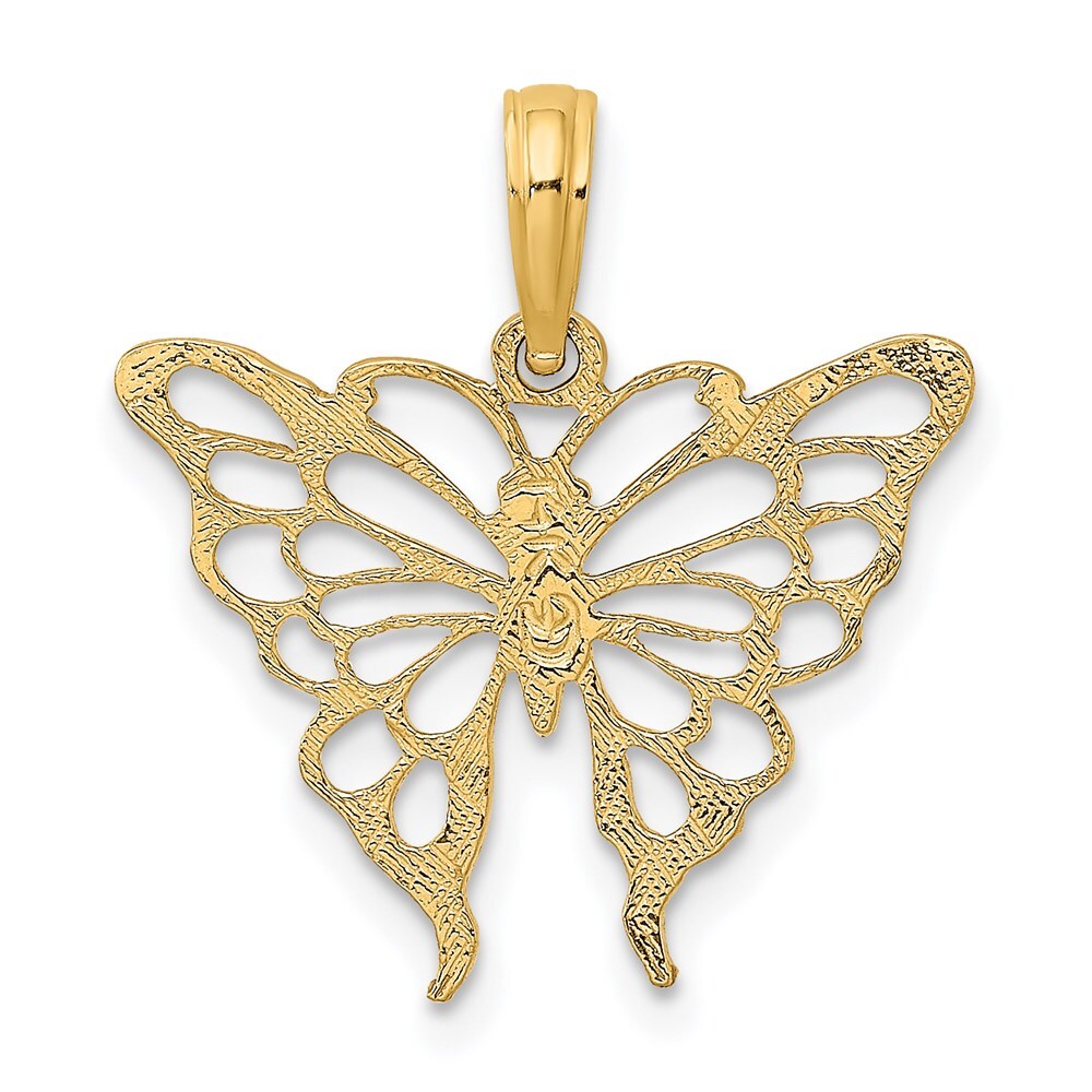 14k Yellow Gold Butterfly Charm Pendant for Women