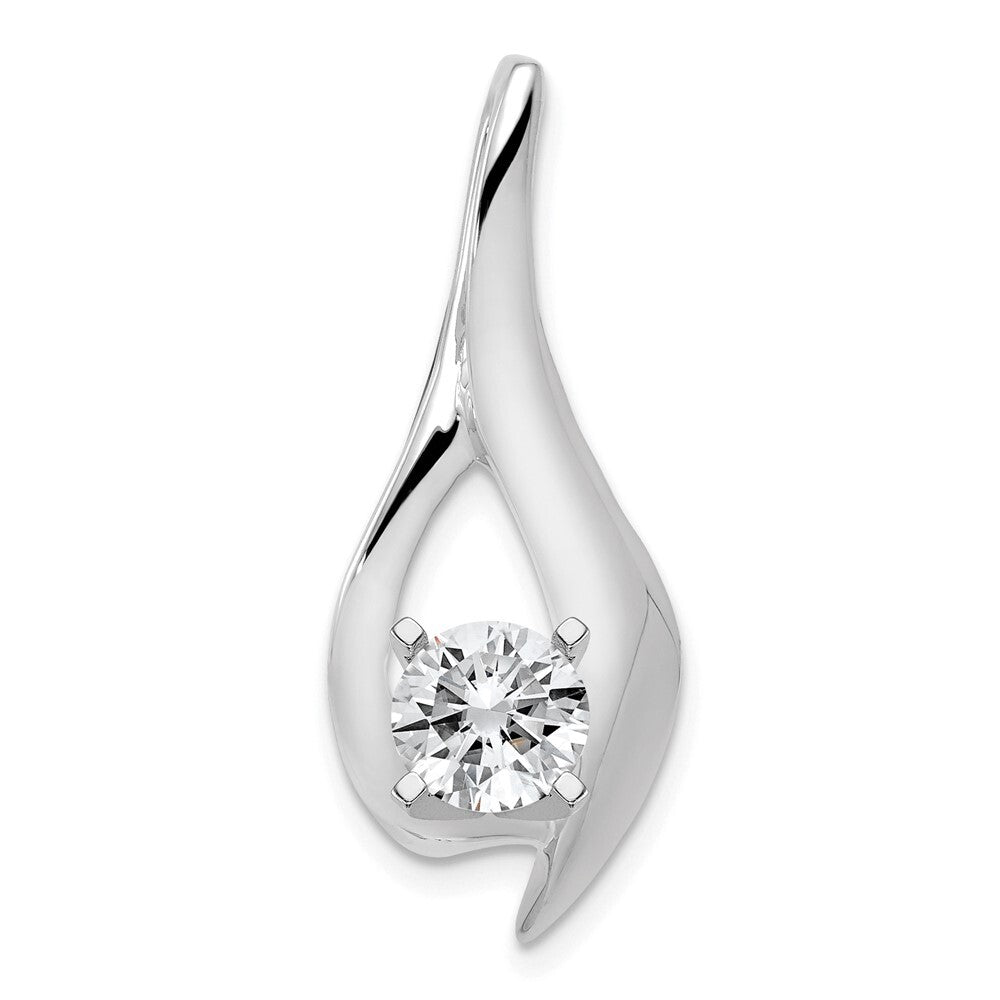 14k White Gold Peg Set Diamond Slide Pendant Mtg for Women