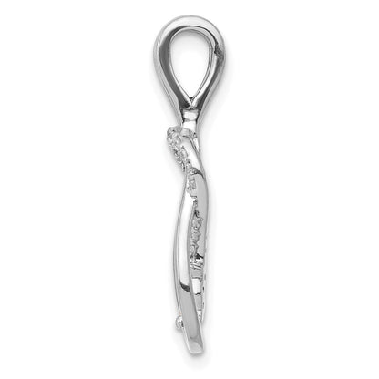 14k White Gold 1/6ct. Diamond Square Knot Slide Pendant for Women