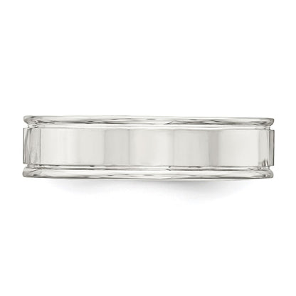 Sterling Silver 6mm Polished Flat Grooved Fancy Band Size 13