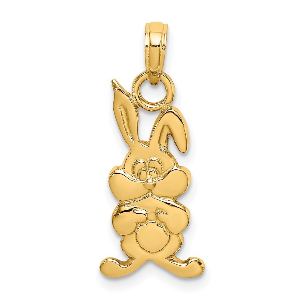 14k Yellow Gold Rabbit Charm Pendant for Women