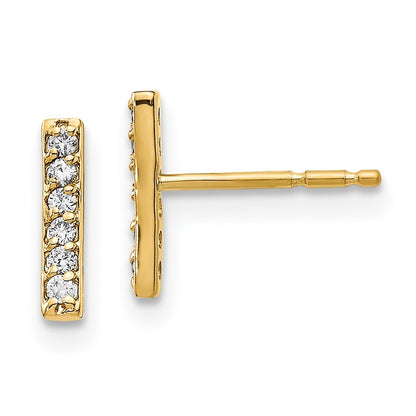 14k Yellow Gold Diamond Bar Earrings