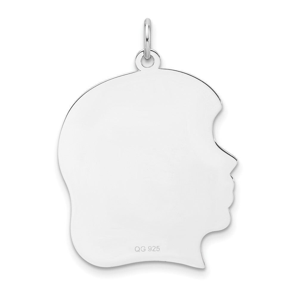Sterling Silver Rhodium Plated Girl Polished Front and Back Disc Charm