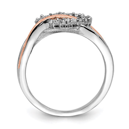 Sterling Silver and Vermeil Polished Cubic Zirconia Heart Ring Size 6