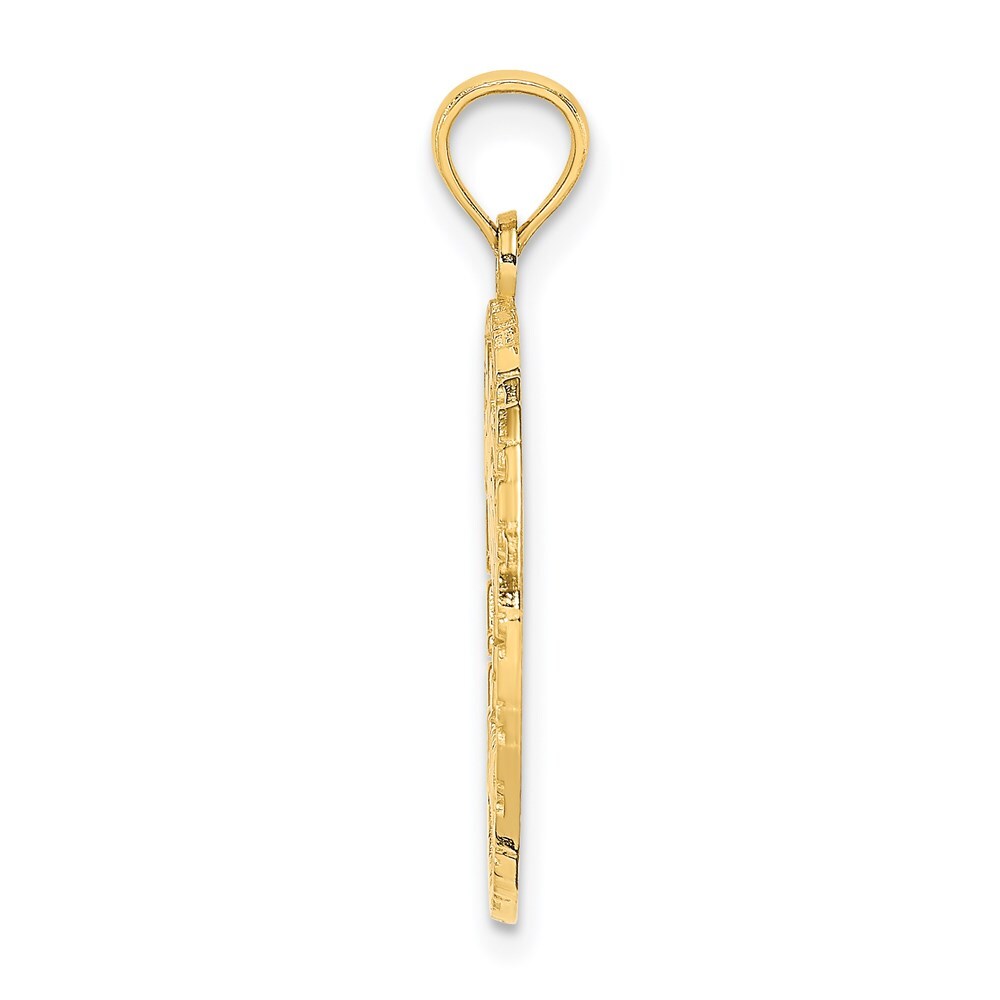 14k Yellow Gold BAHAMAS Palm Tree Round Charm Pendant for Women